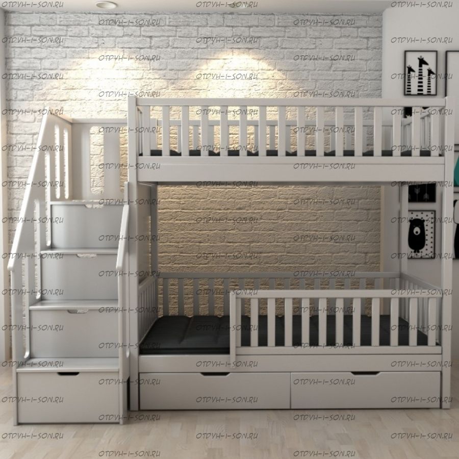 Кровать двухъярусная с ящиками Лейла Классика №20