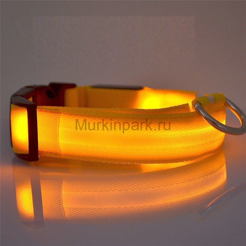 Светящийся USB ошейник желтый