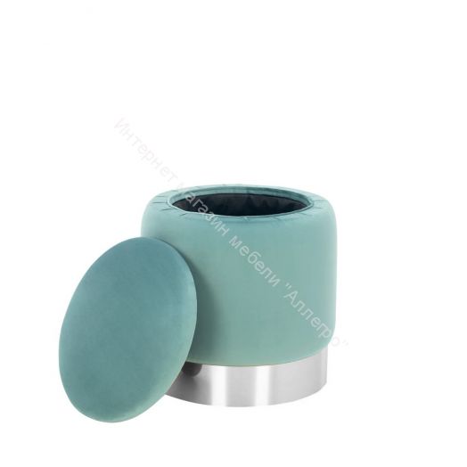 Пуф Leset Йорк мини MR15 велюр бирюзовый/серебро