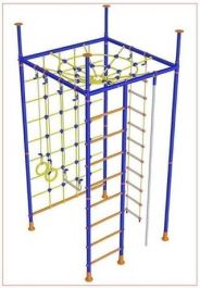 Детский спортивный домашний комплекс Модель 5-ти опорный с паутиной и широкой сеткой