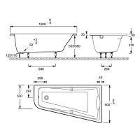 Асимметричная ванна Jacob Delafon Odeon Up 160x90 E5EN2250RU-00 с гидромассажем схема 7