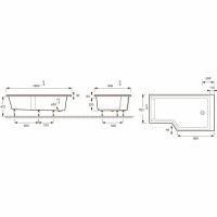 Асимметричная акриловая ванна Jacob Delafon Bain Douche Neo 160x90 L E6D000L-00 схема 5