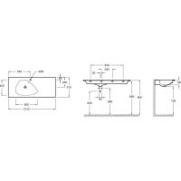 Широкая прямоугольная раковина Jacob Delafon Nouvelle Vague 121 EXAP112 схема 5