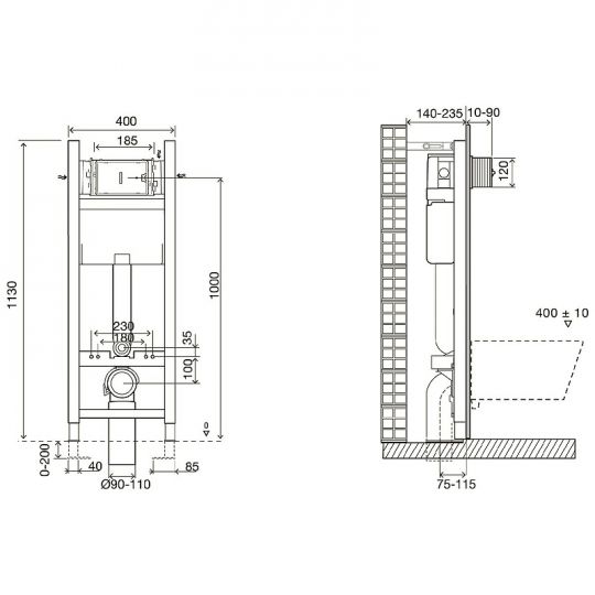 Комплект унитаза с инсталляцией Jacob Delafon Elite E21755RU-00 с сиденьем soft-close схема 11