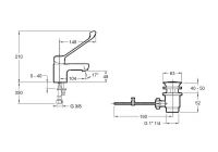 Смеситель для раковины Jacob Delafon Easy E16024-4-CP с локтевым рычагом схема 2