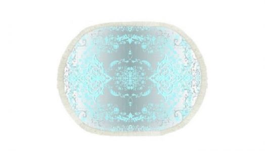 коврик BANYOLIN Velvet 60*100 (1шт.) Узор, овал, бахрома, голубой
