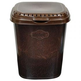 Корзина для белья 40 л. "Кожа" с крышкой с декором  (В)