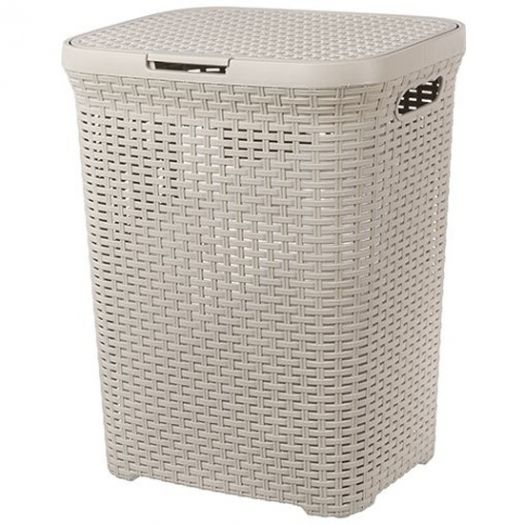 Корзина для белья 60л. с крышкой Ротанг (латте) (В)