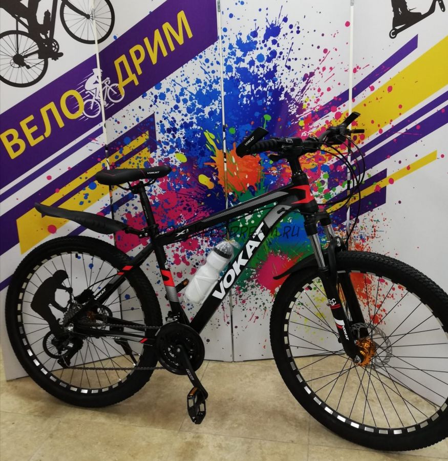 АКЦИЯ! Велосипед 26" гидравлика Vokat алюминиевый черно красный