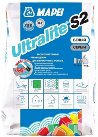 Клей на Цементной Основе Mapei Ultralite S2 Grey 15кг Серый, Однокомпонентный,  Высоко Эластичный / Мапей Ультралайт С2 Бьянка