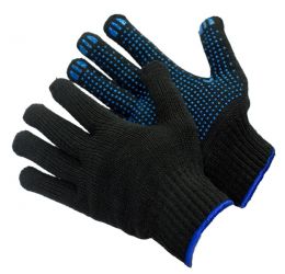 Перчатка ХБ с ПВХ 7,5/7 (улучшенный ручной двойной оверлок с латексным кольцом)