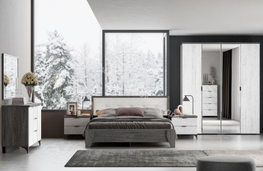 Комод "Шаде" КМ 2903 (Чёрный ясень/Санторини белый)