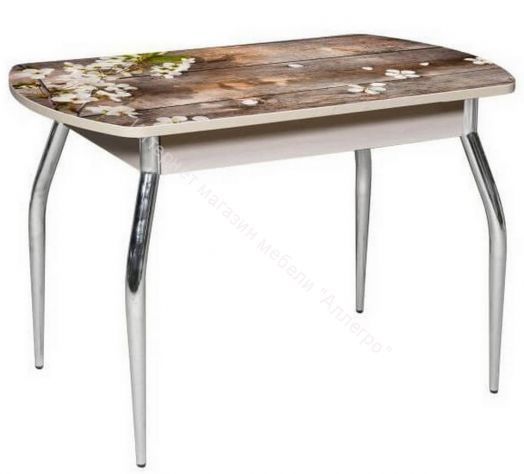 Стол раздвижной со стеклом "Грация" (1,45) Беленый дуб/Ветка вишни