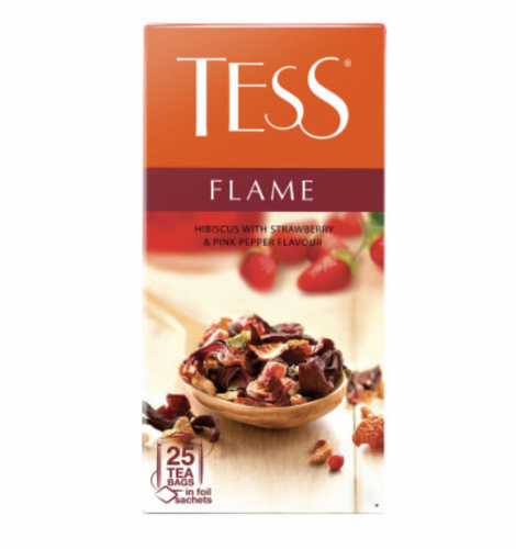 Чай фруктовый Tess Flame с земляникой и розовым перцем 25*2г