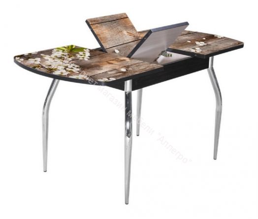 Стол раздвижной "Грация" (1,45) Беленый дуб/Фотопечать Клетка