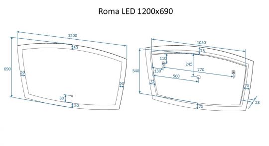 Зеркало для ванной с подсветкой ART&MAX ROMA AM-Rom схема 9