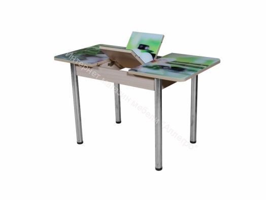 Стол раздвижной "Триумф" (1,17м), (1,35м) опоры круглые хром фотопечать арт. 312568571