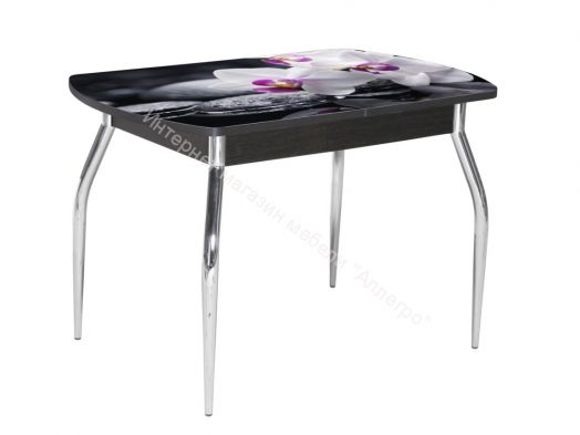 Стол раздвижной со стеклом "Грация" (1,45) Венге/Фотопечать Орхидея белая R 041