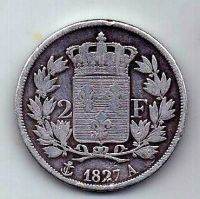 2 франка 1827 Франция Редкость XF