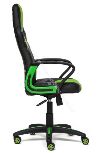 Кресло RUNNER кож/зам/ткань, черный/зеленый, 36-6/26/12