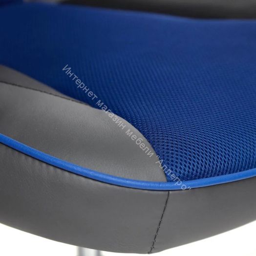 Кресло RACER GT new кож/зам/ткань, металлик/синий, 36/10