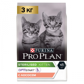 Сухой корм для стерилизованных котят Pro Plan Sterilised Kitten с высоким содержанием лосося 3 кг