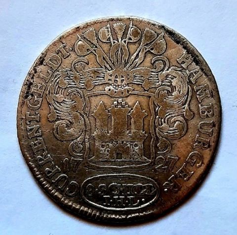 8 шиллингов 1727 Гамбург Германия XF