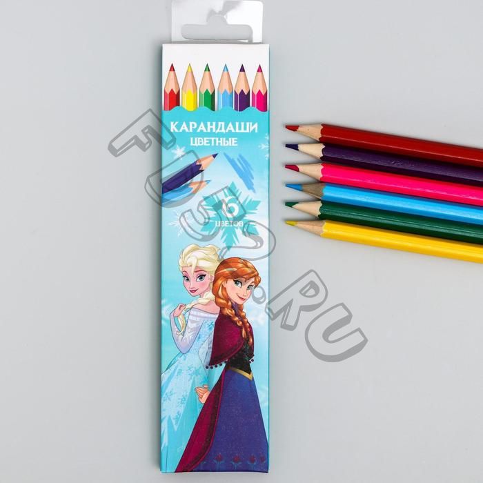 Карандаши цветные, 6 цветов Frozen, Холодное сердце