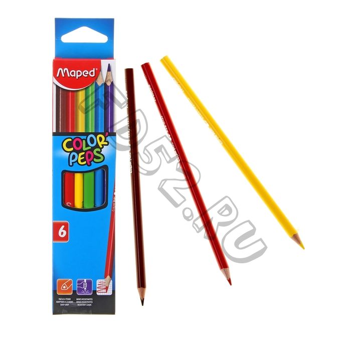 Карандаши трёхгранные, 6 цветов, Maped Color Peps