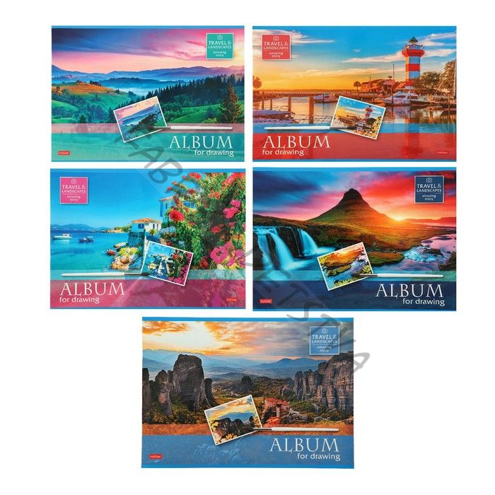 Альбом для рисования А4, 48 листов на скрепке "Моменты вдохновения", обложка мелованный картон, блок 100 г/м2, перфорация на отрыв, МИКС