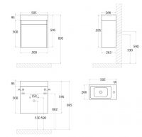 Подвесная тумба с раковиной Art&Max FAMILY Family-500-1D-SO 50х27 схема 4