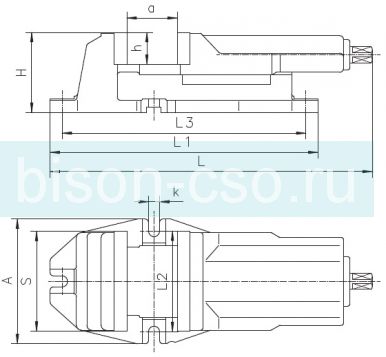Тиски станочные 6512-250 Bison-Bial Польша с подвижным винтом