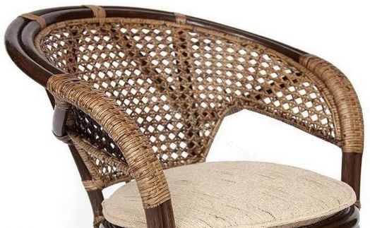 Комплект "PELANGI" 02/15 (стол со стеклом + 4 кресла) без подушек, ротанг, walnut (грецкий орех)