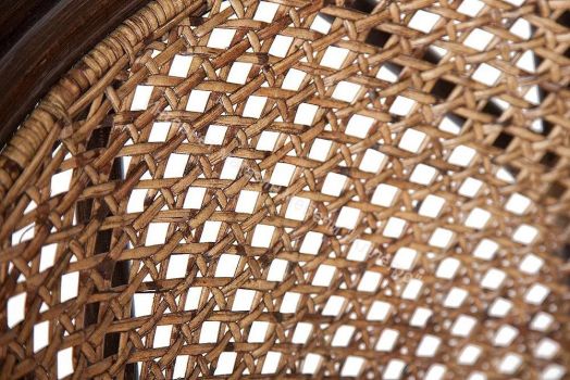 Комплект "PELANGI" 02/15 (стол со стеклом + 4 кресла) без подушек, ротанг, walnut (грецкий орех)