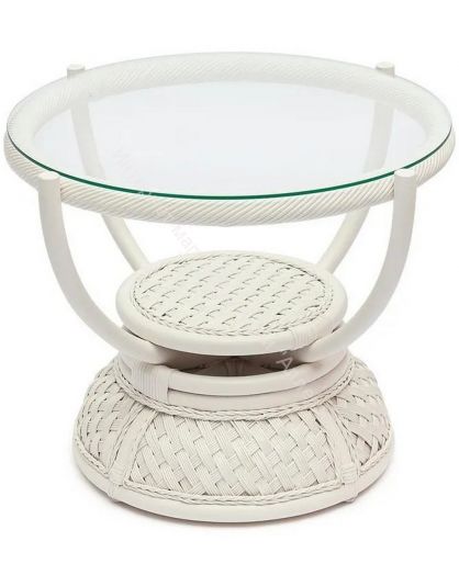 Столик кофейный Andrea ротанг, D60х50см, TCH White (белый)