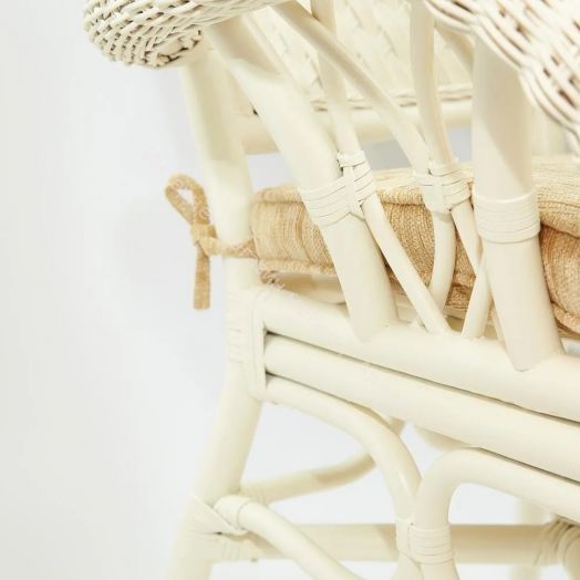 Комплект обеденный "ANDREA GRAND" (стол со стеклом+6 кресел+ подушки) TCH White (белый), Ткань рубчик, цвет кремовый