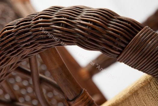 Комплект обеденный "ANDREA" ( стол со стеклом + 4 кресла + подушки) Pecan Washed (античн. орех), Ткань рубчик, цвет кремовый