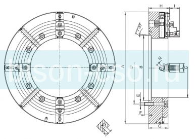 Токарный патрон 4317-32"-20-12,5" HD для обработки труб Токарный патрон 4317-32"-20-12,5" HD для обработки труб