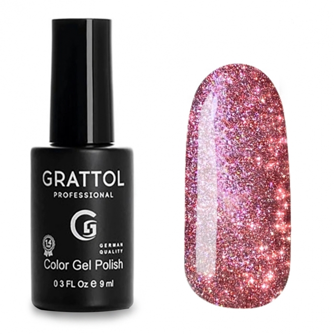 ГЕЛЬ-ЛАК СВЕТООТРАЖАЮЩИЙ GRATTOL COLOR GEL POLISH BRIGHT CRISTAL 04, 9 МЛ