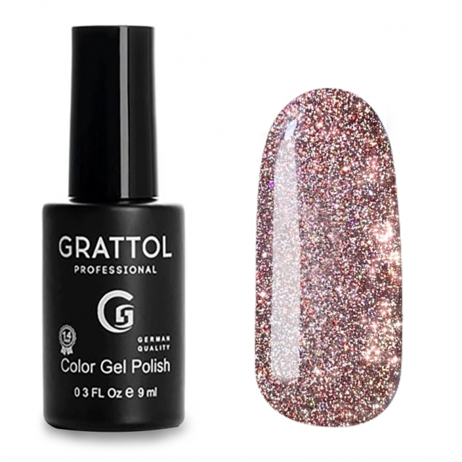 ГЕЛЬ-ЛАК СВЕТООТРАЖАЮЩИЙ GRATTOL COLOR GEL POLISH BRIGHT CRISTAL 02, 9 МЛ