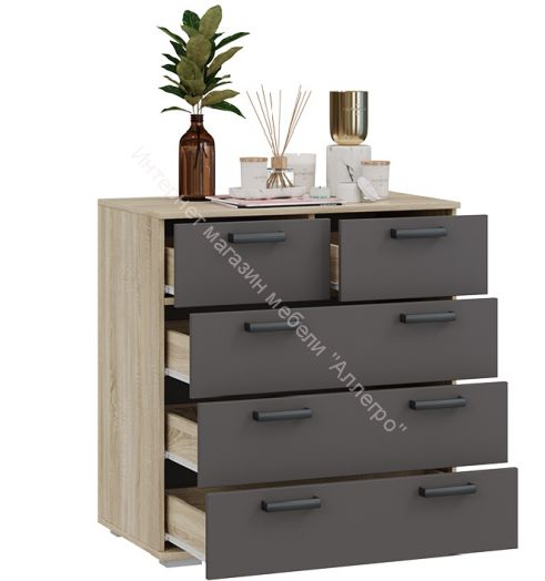 Комод "Квинт" (Антрацит/Дуб сонома)