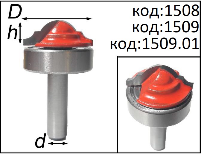 Фрезы для фасадов МДФ гравировальные. Код: 1508, 1509, 1509.01.