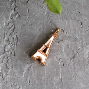 Подвеска металлическая - Эйфелева башня белая, 2 см