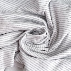Трикотажная ткань Интерлок 50*30 см Серая полоска на белом