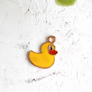 Подвеска металлическая - Желтая уточка 1.5 см