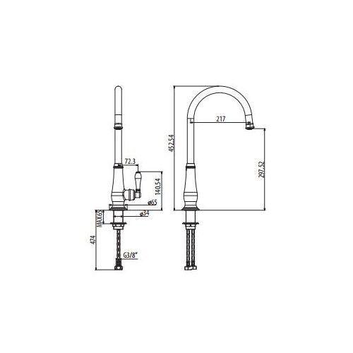 Смеситель для кухни Gattoni Barok C920/PC схема 2