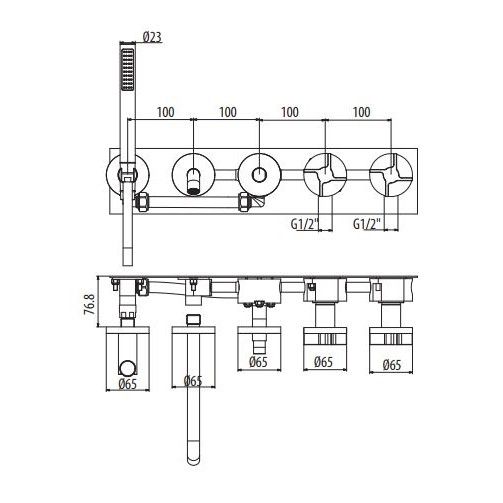 Смеситель для ванны Gattoni Dolce Vita GAS GAS501/32 схема 2