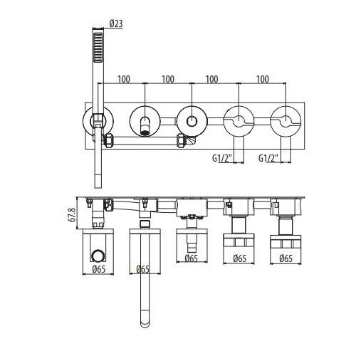 Смеситель для ванны Gattoni Dolce Vita GAS GAS501/31 схема 2