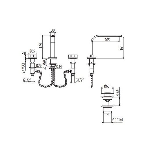 Смеситель для раковины Gattoni Dolce Vita GAS GS111/32 схема 2