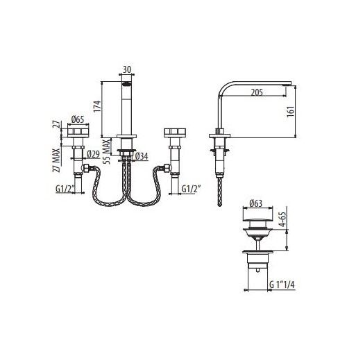 Смеситель для раковины Gattoni Dolce Vita GAS GS111/31 схема 2